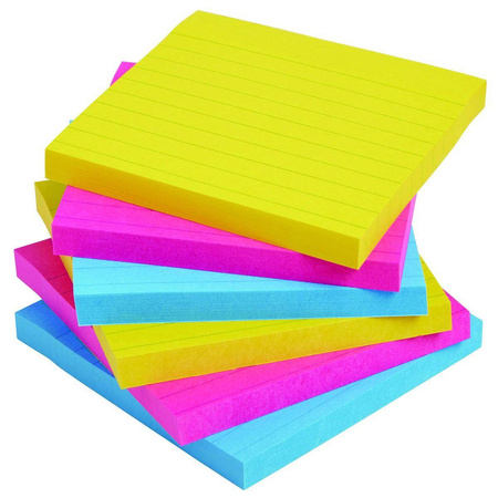 Karteczki samoprzylepne w linie 101x101mm Post-it 3M Super Sticky 6x90 kartek