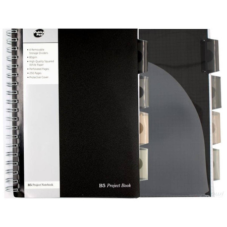 Kołozeszyt B5 w kratkę 200 stron Pukka Pad Black