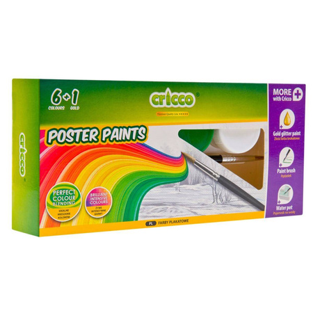Farby plakatowe Cricco 6+1 kolorów 20ml