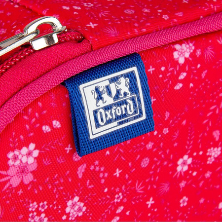 Piórnik saszetka z klapką Oxford Floral ciemno różowy