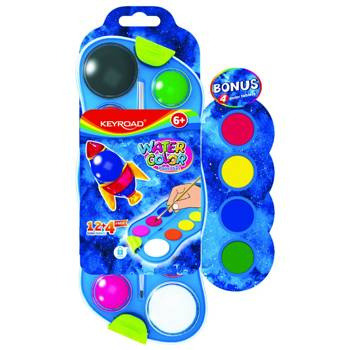 Farby akwarelowe Keyroad z pędzelkiem 12+4 kolorów