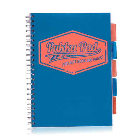 Kołozeszyt A4 w kratkę 200 stron Pukka Pad Project Book Neon niebieski