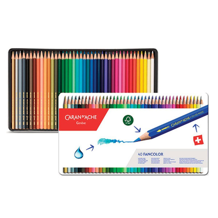 Kredki Caran d`Ache Fancolor 40 kolorów metalowe opakowanie
