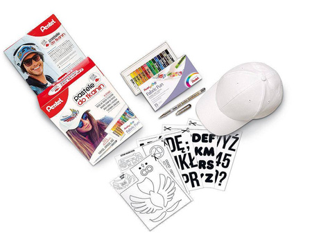 Pastele do tkanin 15 kolorów z czapką z daszkiem Pentel