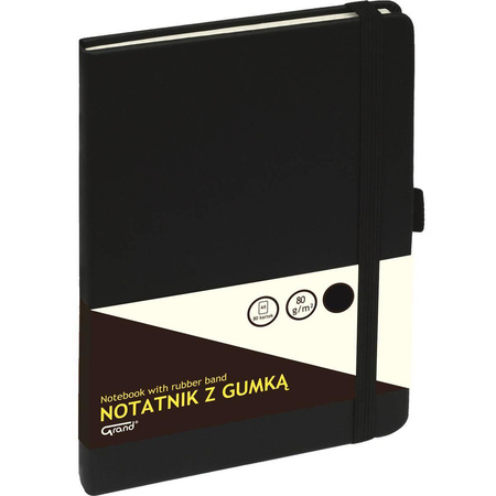 Notatnik A6 w kratkę 80k z gumką Grand czarny