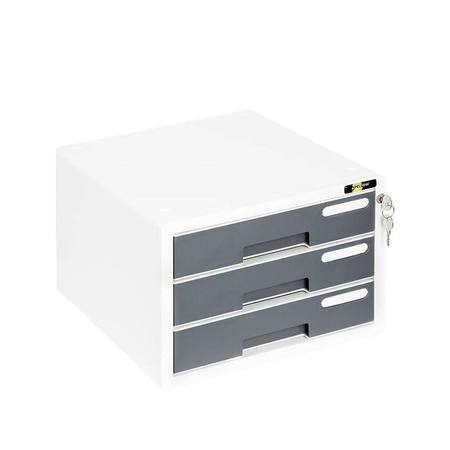 Szafka plastikowa na dokumenty Yellow One 3 szuflady na zamek YL-SP03 szary
