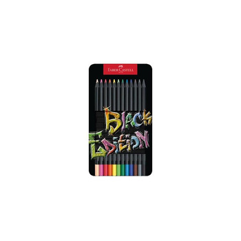 Kredki trójkątne Faber Castell Black Edition 12 kolorów metalowe opakowanie