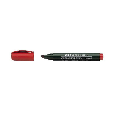 Marker permanentny Faber Castell 54 końcówka ścięta czerwony