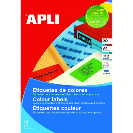 Etykiety samoprzylepne Apli kolorowe A4 70x37mm czerwone