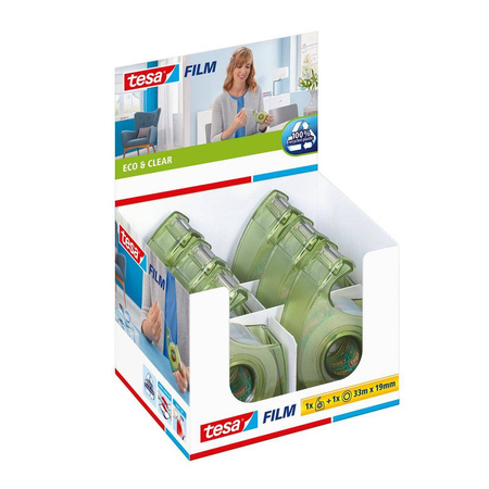 Taśma biurowa Tesafilm Eco Clear 33m x 19mm + dyspenser Easy Cut