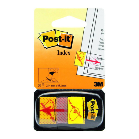 Zakładki indeksujące Post-it 3M z nadrukiem Ręka+Ołówek 50 kartek 25x43mm