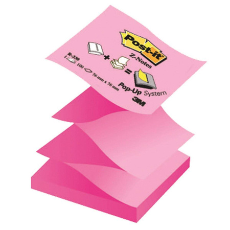 Karteczki samoprzylepne 76x76mm Post-it harmonijkowe Z-Notes pastelowy / neonowy różowy R-330NAP