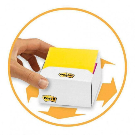 Podajnik do bloczków Post-it 3M kartonowy + bloczek różowo żółty