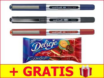 3 Zestaw 12 x Pióro kulkowe Uni UB-150 + Delicje GRATIS! niebieski