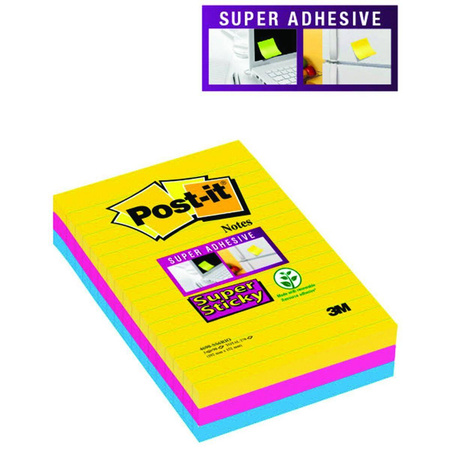 Karteczki samoprzylepnew linie 101x152mm Post-it 3M Supepr Sticky paleta Rio de Janeiro 3x90 kartek