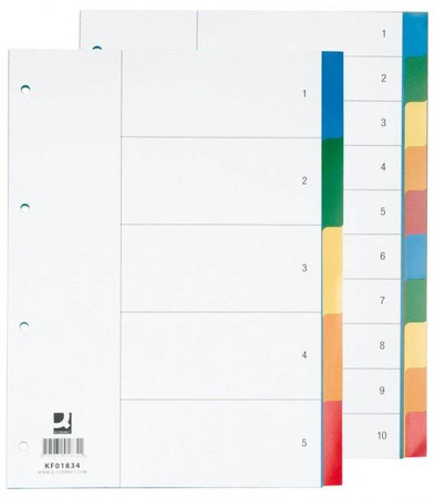Przekładki do segregatora A4 kolorowe polipropylenowe 10 kart Q-Connect