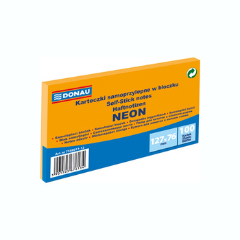 Karteczki samoprzylepne 127x76mm Donau neonowe pomarańczowy neonowy