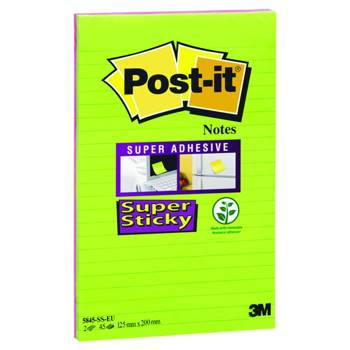 Karteczki samoprzylepne w linie 127x203mm Post-it 3M Super Sticky 2 x45 kartek