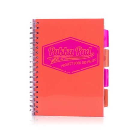 Kołozeszyt B5 w kratkę 200 stron Pukka Pad Project Book Neon pomarańczowy