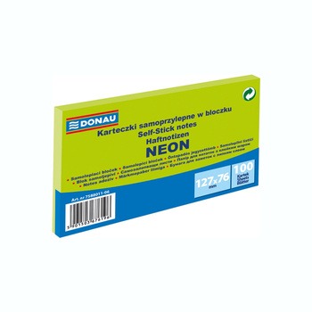 Karteczki samoprzylepne 127x76mm Donau neonowe zielony neonowy