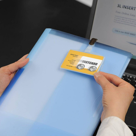 Karta identyfikacyjna 3L z klipsem pozioma + wkładki A4 50 sztuk