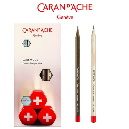 Zestaw ołówków Caran D'Ache Swiss Wood 2 sztuki z gumką