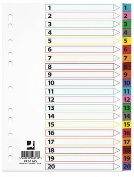 Przekładki do segregatora A4 kolorowe 1-20 Mylar Q-Connect