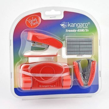 Zestaw Kangaro dziurkacz zszywacz rozszywacz zszywki czerwony