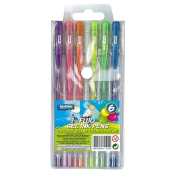 Długopis żelowy Lambo School fluo 6 kolorów
