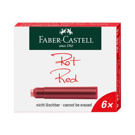 Naboje do pióra Faber Castell krótkie 6 sztuk czerwony