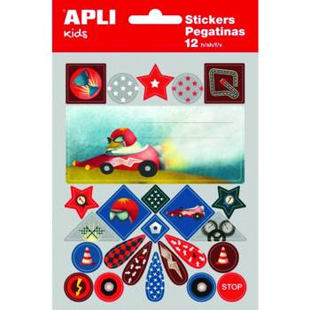 Etykiety na zeszyt Apli w bloczku z naklejkami dla chłopców