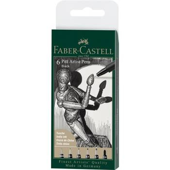 Zestaw pisaków Pitt Artist Pen Black Faber Castell 6 sztuk