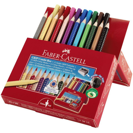 Kredki ołówkowe Faber Castell 12 kolorów + 10 flamastrów Jumbo Combi Box