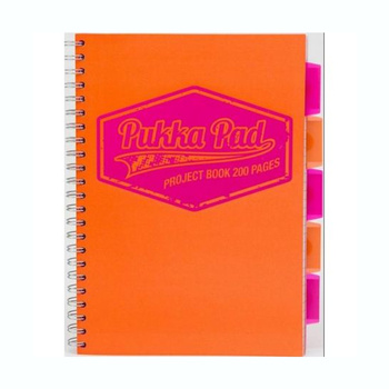 Kołozeszyt A4 w kratkę 200 stron Pukka Pad Project Book Neon pomarańczowy