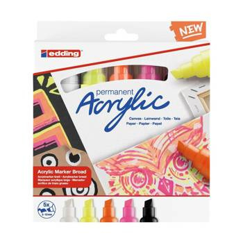 Marker akrylowy neonowy Edding 5-10mm 5 kolorów