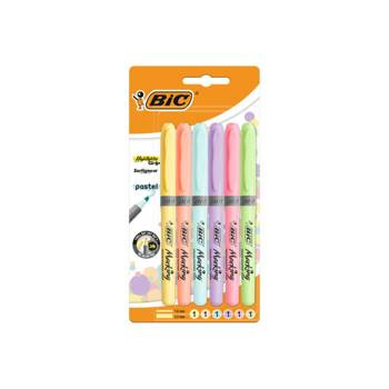 Zakreślacze pastelowe Bic Grip 6 sztuk