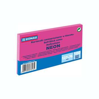 Karteczki samoprzylepne 127x76mm Donau neonowe różowy neonowy