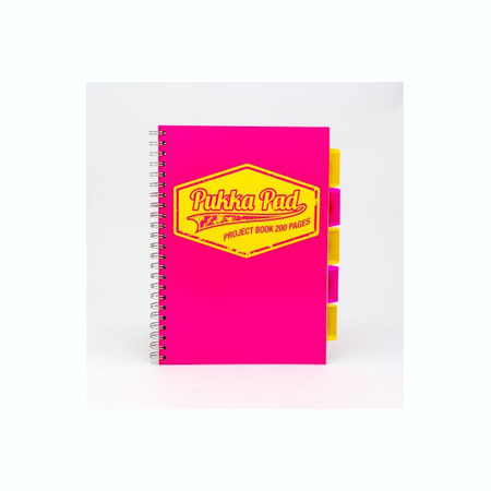 Kołozeszyt A4 w kratkę 200 stron Pukka Pad Project Book Neon różowy