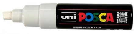 Marker z farbą plakatową Uni Posca PC-8K końcówka ścięta biały