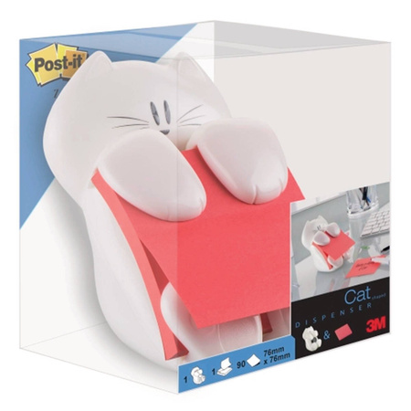 Podajnik do bloczków samoprzylepnych Post-it 3M Kotek+1 bloczek Super Sticky Z-notes gratis