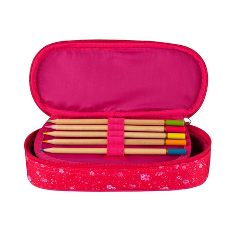 Piórnik saszetka z klapką Oxford Floral ciemno różowy