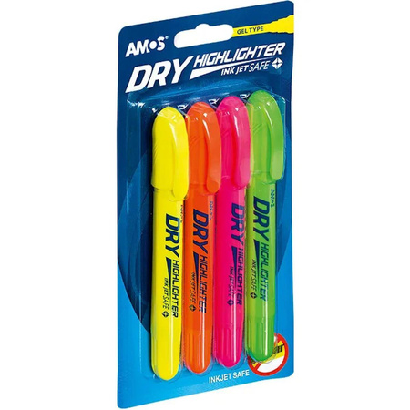 Zakreślacz w sztyfcie Amos HLD4B1 4 kolory neon