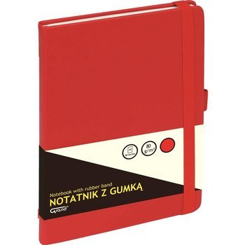 Notatnik A6 w kratkę 80k z gumką Grand czerwony