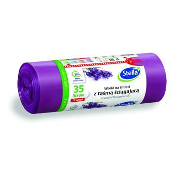 Worki na śmieci Stella z taśmą lawendowe 35l LDPE
