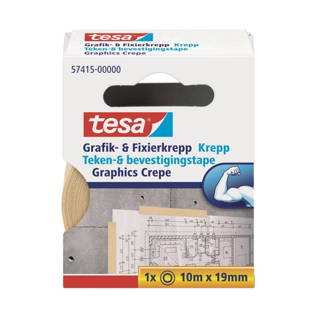 Taśma do mocowania grafik i rysunków technicznych Tesa Kreppa 10m x 19mm