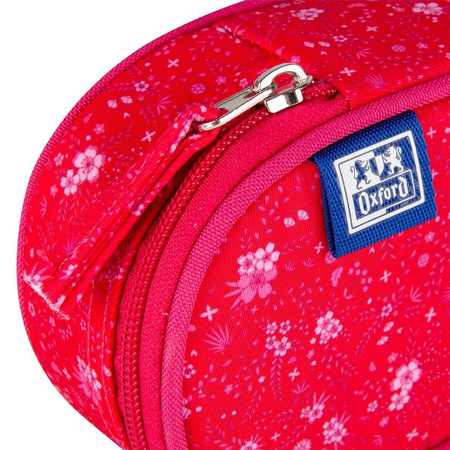 Piórnik saszetka z klapką Oxford Floral ciemno różowy