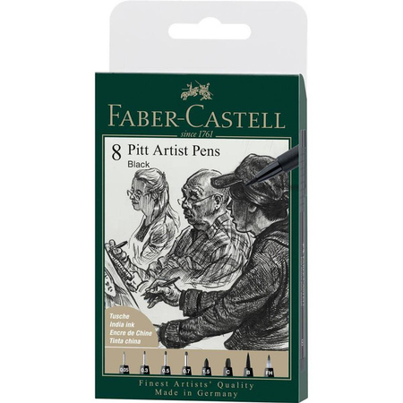 Zestaw pisaków Pitt Artist Pen Black Faber Castell 8 sztuk
