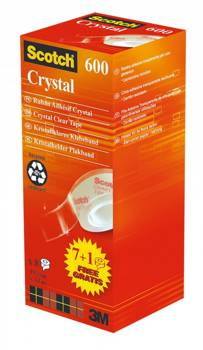 Taśma klejąca biurowa Scotch Crystal krystaliczna 19mm x 33m 7+1 gratis