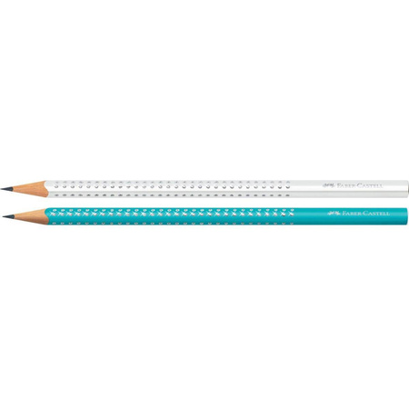 Zestaw Faber Castell ołówek temperówka gumka Sparkle Pearly Sleeve turkusowy