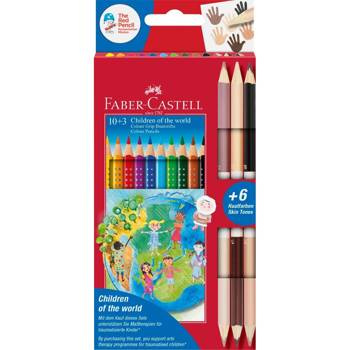 Kredki trójkątne Faber Castell Edycja Children of the world 10 kolorów + 3 kredki dwustronne